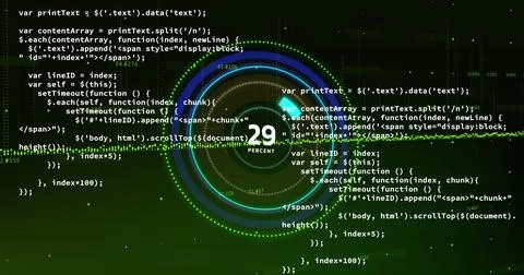 Image of processing circle with increasing numbers on black background with data Stock Photos