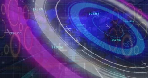 Image of processing circle, numbers and qr code in digital space 스톡 일러스트