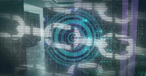 Image of processing circle over block chain イラスト素材