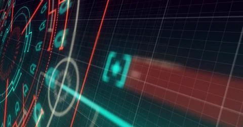 Image of processing circle over dark green background, copy space Stock Photos