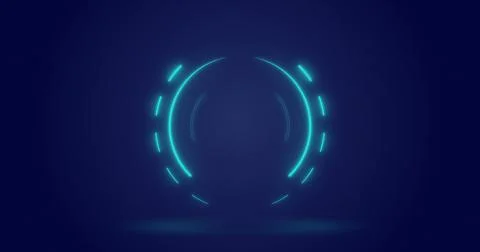 Image of processing circle over navy background Stock Photos