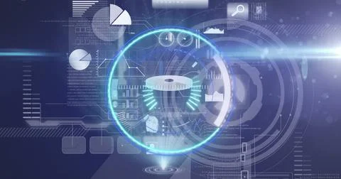 Image of processing circle on scientific graph and data Stock Illustration