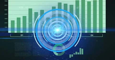 Image of processing circle on scientific graph and data Stock Illustration