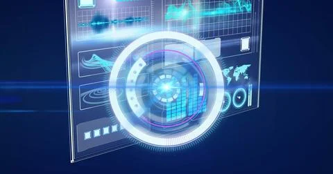 Image of processing circle on scientific graph and data 스톡 일러스트