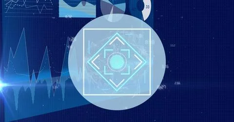 Image of processing circle on scientific graph and numbers イラスト素材