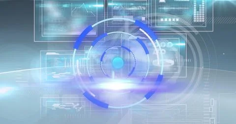 Image of processing circle on scientific graph and data 스톡 일러스트