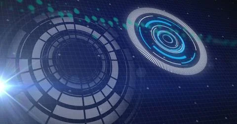 Image of processing circles and diverse data on navy background Stock Illustration