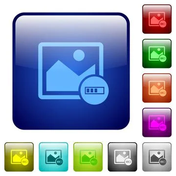 Image processing color square buttons Stock Illustration