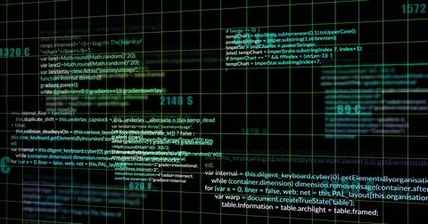 Image of processing data over grid on black background Stockillustratie