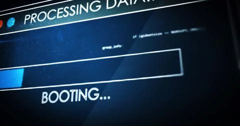 Image of processing data text digital interface flickering on screen Stock Illustration