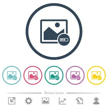 Image processing flat color icons in round outlines Illustrazione stock
