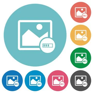 Image processing flat round icons Stock Illustration