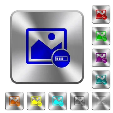 Image processing rounded square steel buttons Illustrazione stock