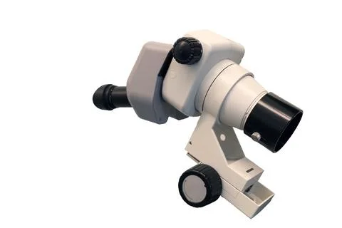 The image of the professional laboratory microscope isolated under the white  Foto stock