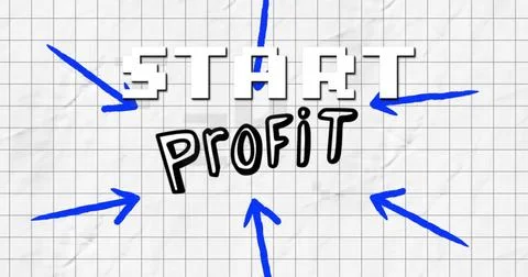 Image of profit start in digital abstract space with arrows Stock Illustration