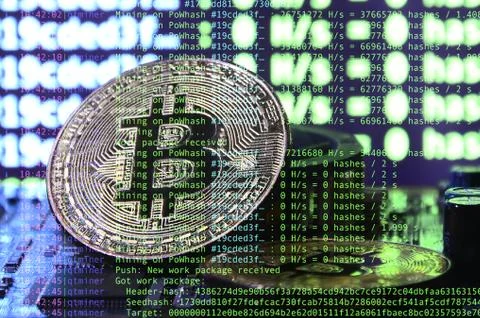 Image of the program code showing the process of mining the crypto currency i 写真素材