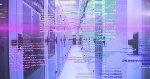 Image of programming languages moving over data server systems 库存插图