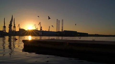 Image of Pula Harbour during scenic sunset, Croatia. Stock Footage 114691659
