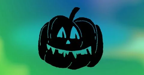 Image of pumpkin icon over colourful background Stock Illustration