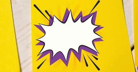 Image of purple and white explosion with copy space, with wood effect strips on Stock Illustration