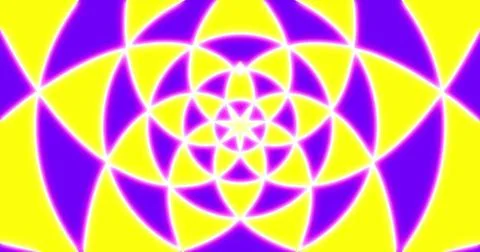 Image of purple and yellow neon pattern moving in hypnotic motion on seamless Stock Illustration