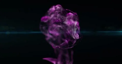 Image of purple particles mesh over black background Illustrazione stock