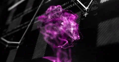 Image of purple spots over data processing on black background Stock Photos