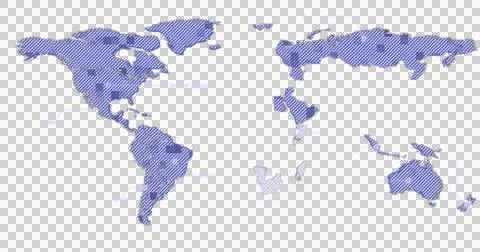 Image of purple world map with moving spots over black background Ilustração Stock