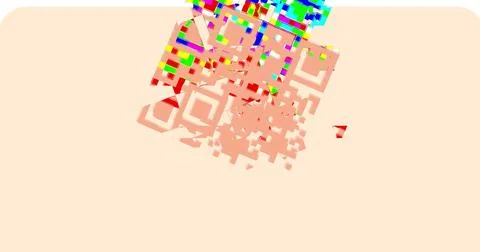 Image of qr code and data processing on yellow background Illustrazione stock