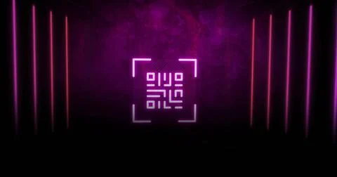 Image of qr code and glowing neon light trails Stock Photos