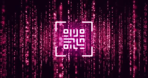 Image of qr code and glowing light trails 스톡 사진