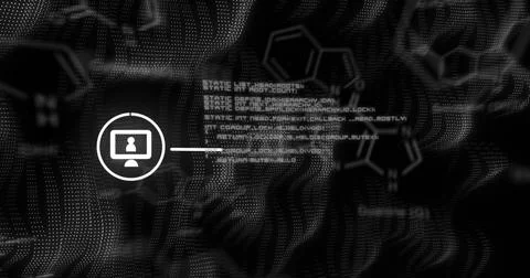 Image of qr code and network of connections over black background Illustrazione stock