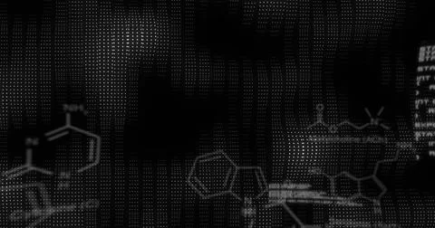 Image of qr code and network of connections over black background Stockillustratie