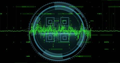 Image of qr code and scope scanning over data processing Foto stock