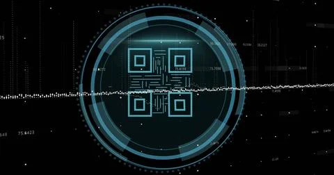 Image of qr code and scope scanning over data processing 写真素材