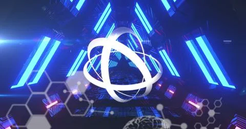 Image of qr code neon tunnel kaleidoscopic shapes 스톡 일러스트