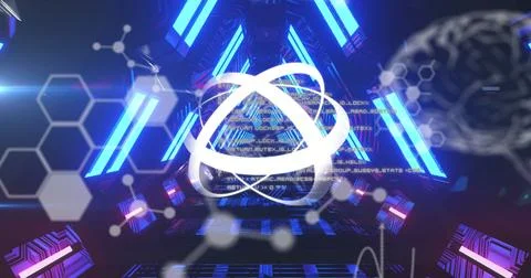 Image of qr code neon tunnel kaleidoscopic shapes 스톡 일러스트