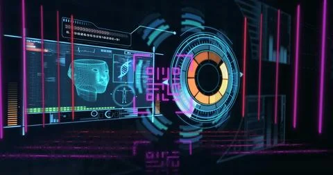 Image of qr code over digital interface 스톡 일러스트