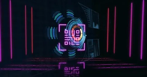 Image of qr code over digital interface Stock Illustration
