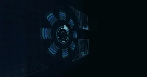 Image of qr code over digital interface, copy space Stock Photos