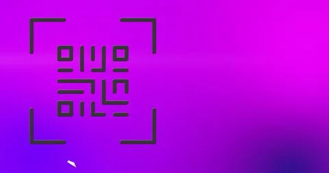 Image of qr code over dots and connections on pink and blue background 库存照片