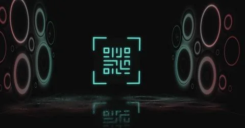 Image of qr code over geometrical shapes Stock Illustration