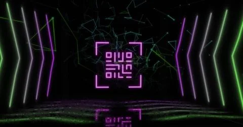 Image of qr code over network of connections Stock-Illustration