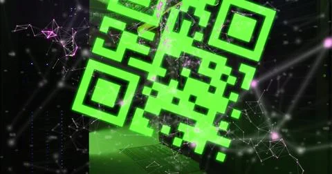 Image of qr code over server room Stock Illustration
