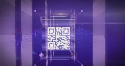 Image of qr code over shapes Illustrazione stock