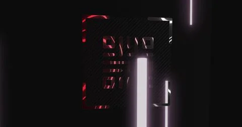 Image of qr code scanning with neon stripes on black background Stockillustratie
