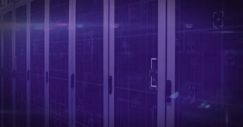 Image of qr code scanning over computer servers Stock Illustration