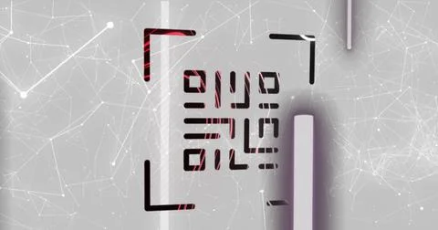 Image of qr code scanning over network of connections Stock Illustration
