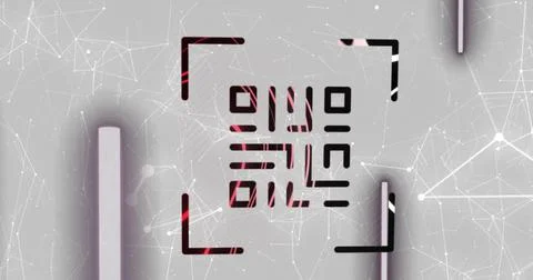 Image of qr code scanning over network of connections Illustrazione stock