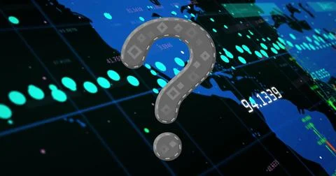 Image of question mark over data processing イラスト素材